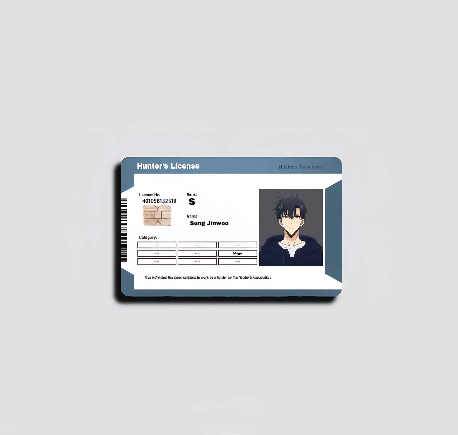 Sung Jinwoo Hunter License - ATM Card Sticker (Solo Leveling)